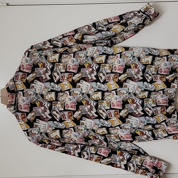 📍RARE | Vintage P.I.A.N.O Vogue Magazine Cover Print Silk Blouse - Picture 11 of 16